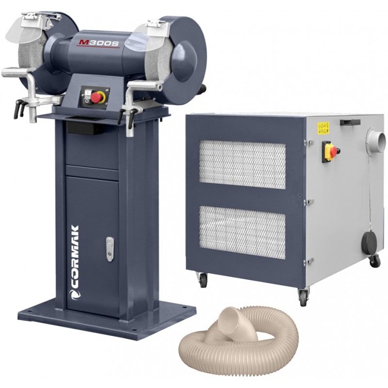Double-Disc Bench Grinder CORMAK M300S with Stand and Extractor MDC1500 400V | CORMAK