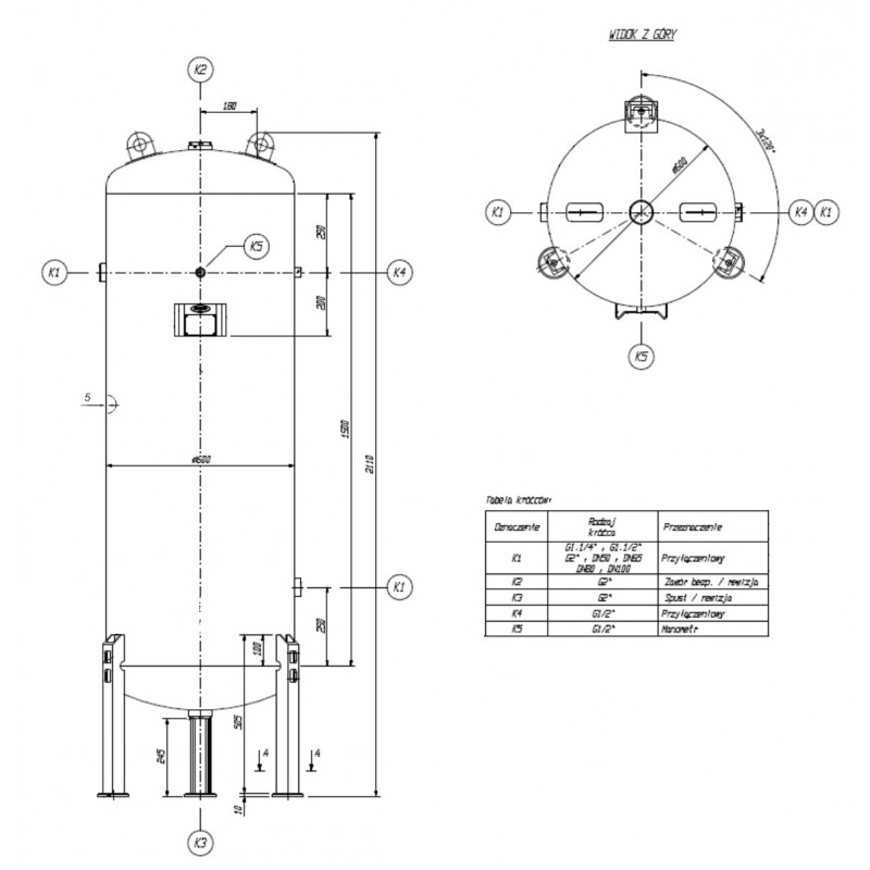 Vertical Air Tank 500L 16 bar for Screw Compressor | CORMAK
