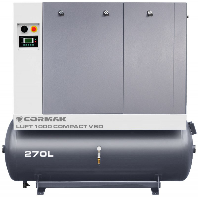 Screw Air Compressor CORMAK LUFT 1000 COMPACT VSD 7.5kW 950L/min with 270L Tank | CORMAK