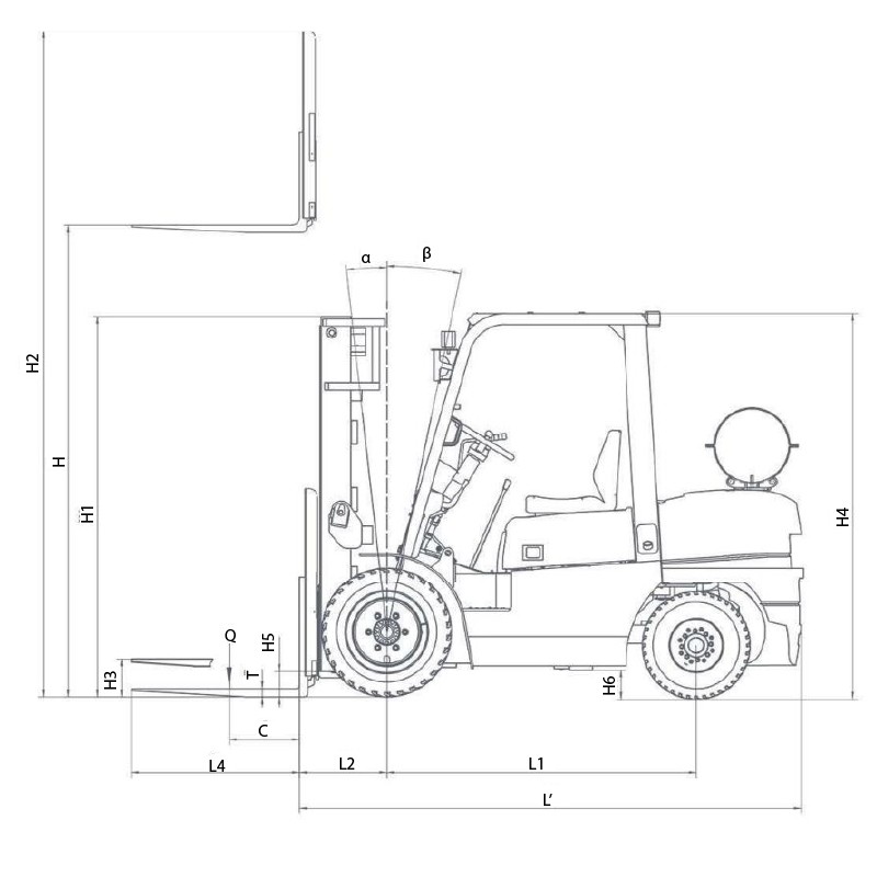 LPG Forklift Truck CORMAK WS25L30 2500kg 3000mm | CORMAK