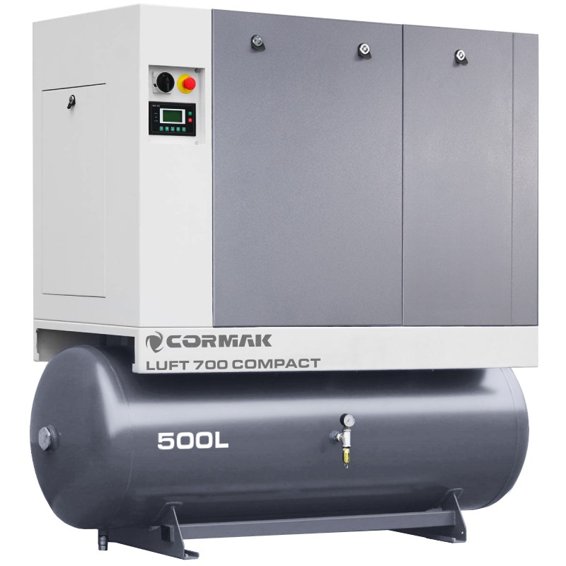Screw Air Compressor CORMAK LUFT 700 COMPACT 5.5kW 650L/min with Air Dryer and 500L Air Tank | CORMAK