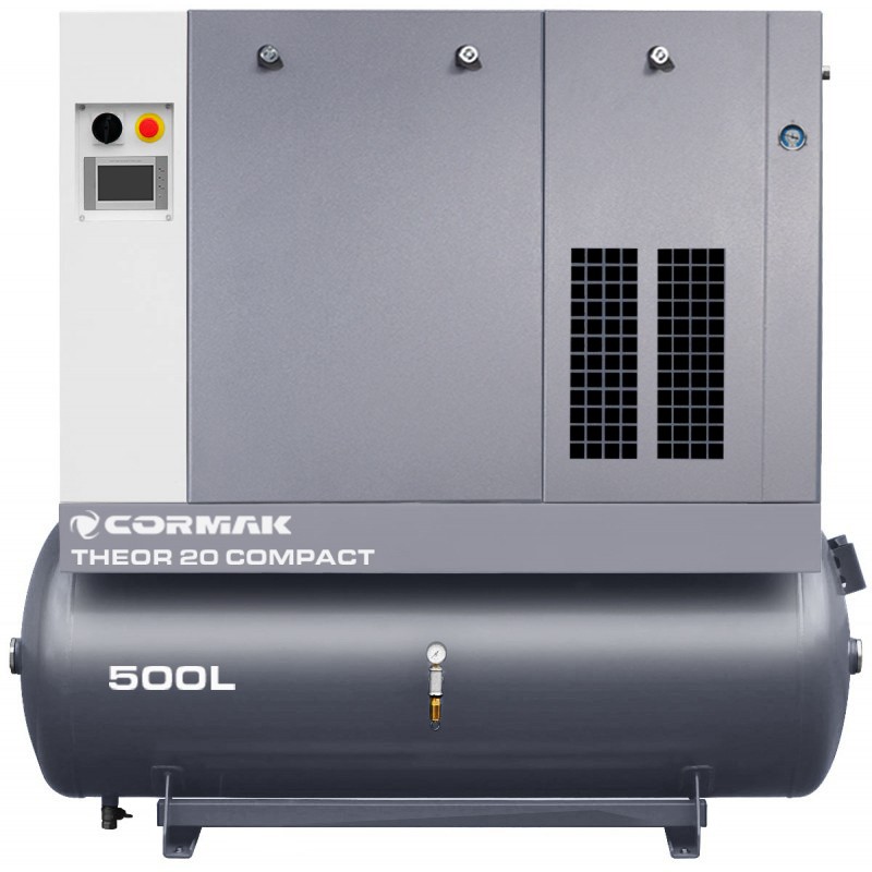 Screw Air Compressor CORMAK THEOR 20 COMPACT 15kW 2000L/min with Air Dryer and 500L Air Tank | CORMAK