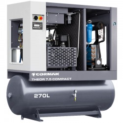 Screw Compressor with Dryer CORMAK THEOR 7,5 COMPACT - 5.5kW - 650L/min - 270L Tank