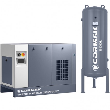 High-Pressure Screw Compressor 15kW 14bar + Dryer + 500L Tank | CORMAK