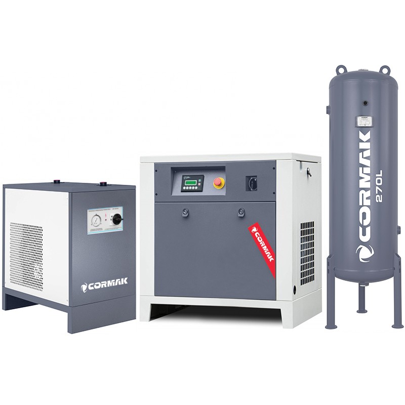Screw Compressor Set LUFT 1000 7.5kW 950 L/min + Dryer + 270 L Tank | CORMAK