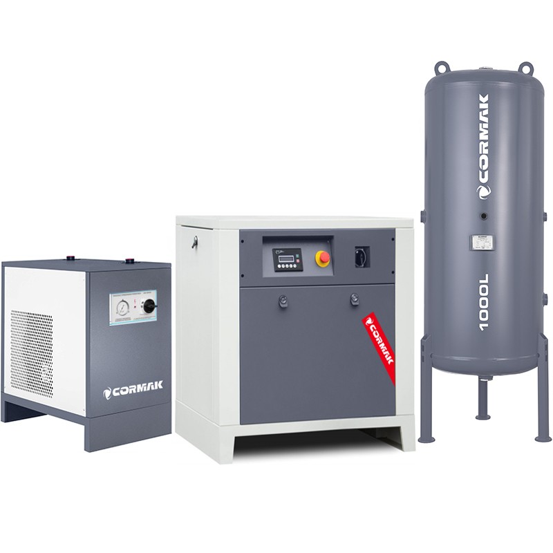Screw Compressor Set CORMAK LUFT1000 with Dryer and 1000L Tank | CORMAK
