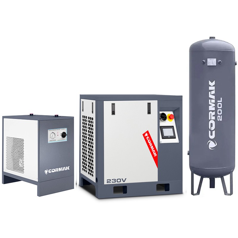 Screw Compressor Set LUFT 400 + N10S Dryer + 200L Air Tank | CORMAK