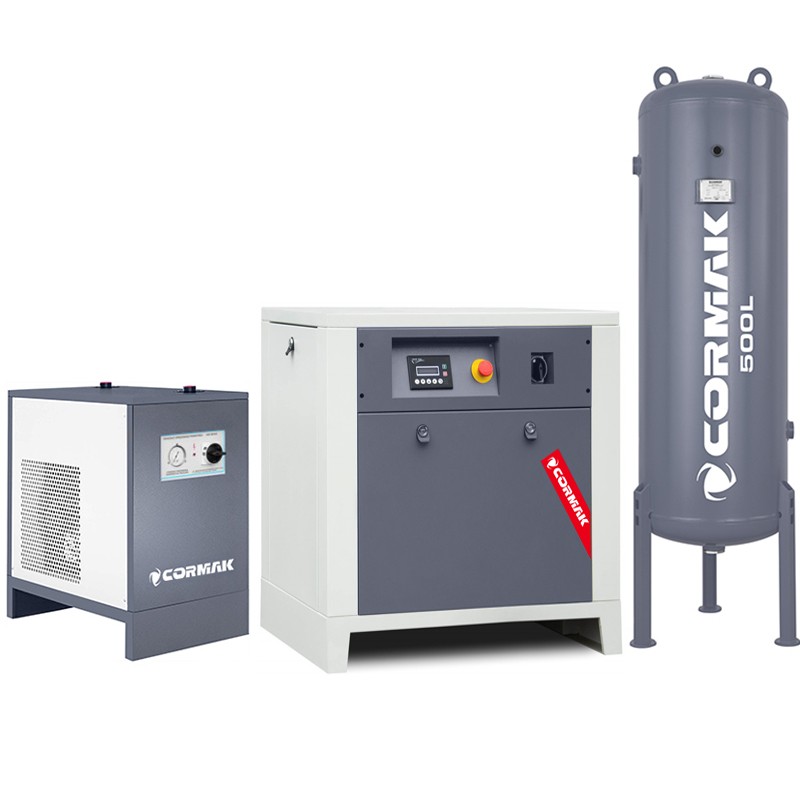 Screw Compressor Set CORMAK LUFT 700 with IZBERG N10S Air Dryer and 500L Air Tank | CORMAK
