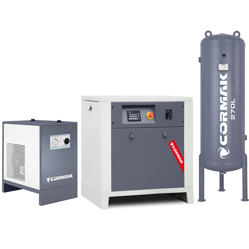 Screw Compressor Set LUFT 1000 7.5kW 950 L/min + Dryer + 270 L Tank | CORMAK