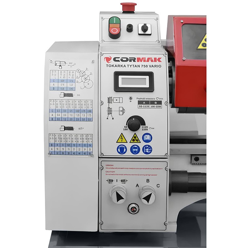 Conventional Universal Lathe CORMAK TYTAN 250x750 VARIO 230V | Bench Metal Lathe | CORMAK