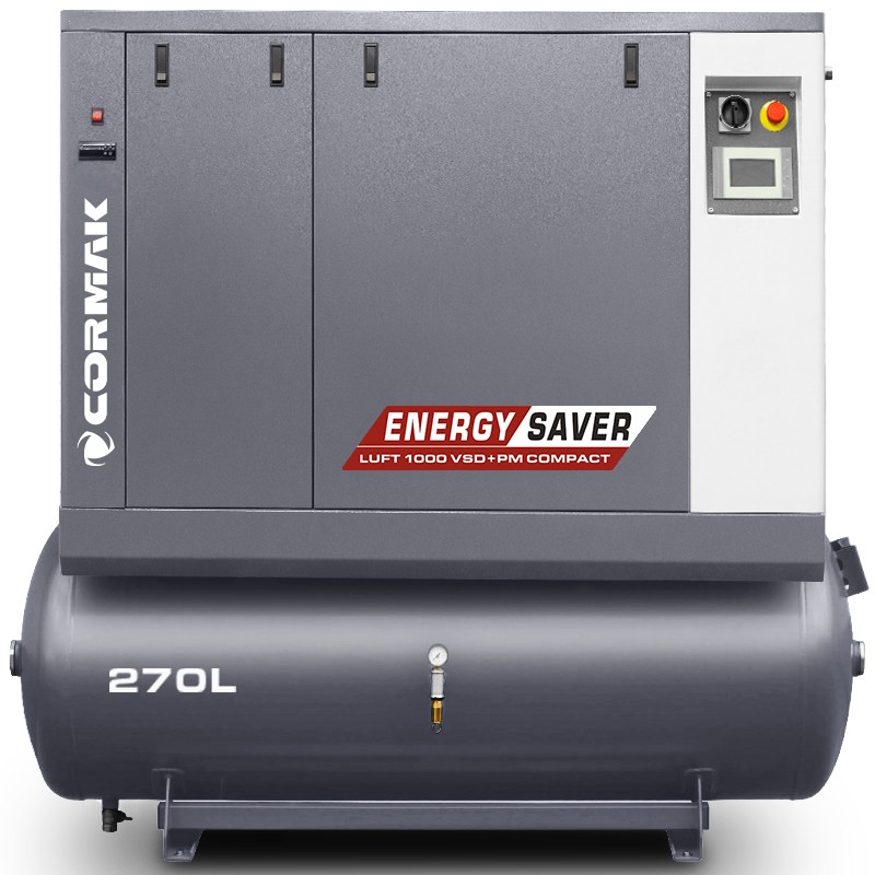 Screw Compressor CORMAK LUFT1000 VSD+PM COMPACT 7.5kW 270L | Energy Saver | CORMAK