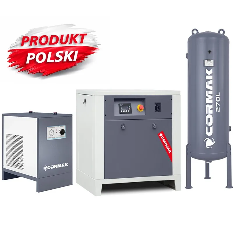 Screw Compressor with IZBERG N10S Dryer and 270L Vertical Tank CORMAK LUFT 1000 950L/min 7.5kW