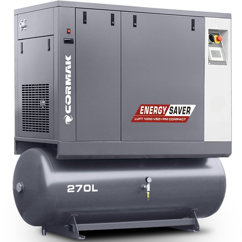 Screw Compressor CORMAK LUFT1000 VSD+PM COMPACT 7.5kW 270L | Energy Saver | CORMAK