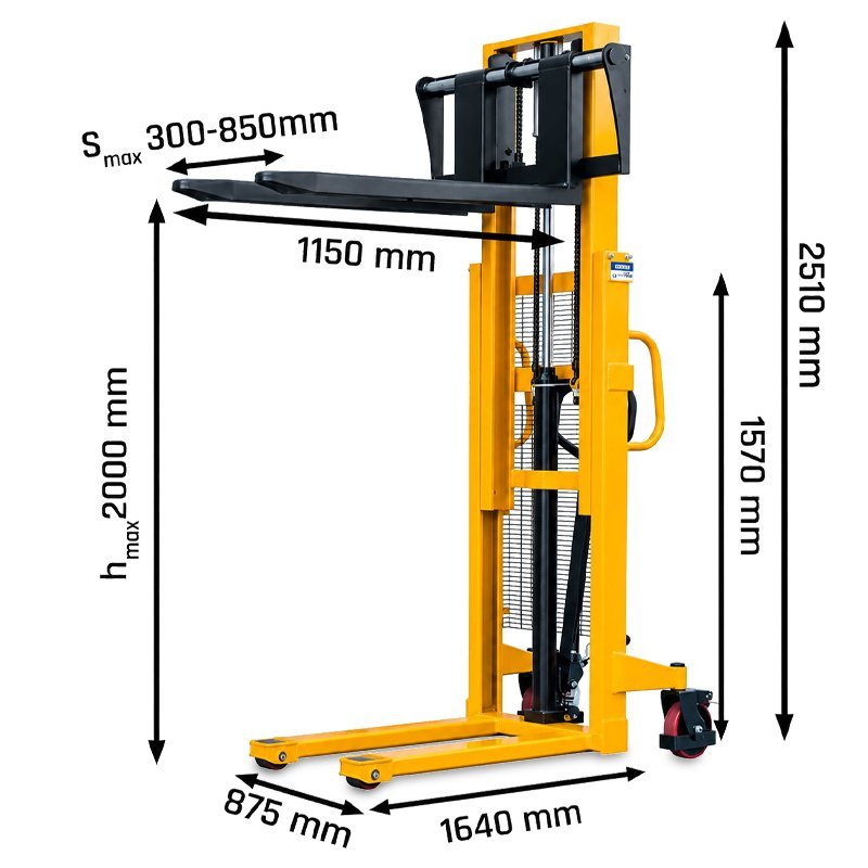 Hydraulic Manual Pallet Stacker CORMAK WRHS1020 1000kg 2000mm | CORMAK