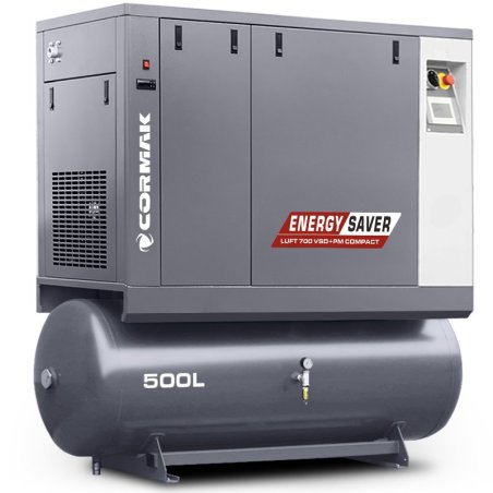 Screw Compressor CORMAK LUFT700 VSD+PM COMPACT 5.5kW 500L | Energy Saver | CORMAK