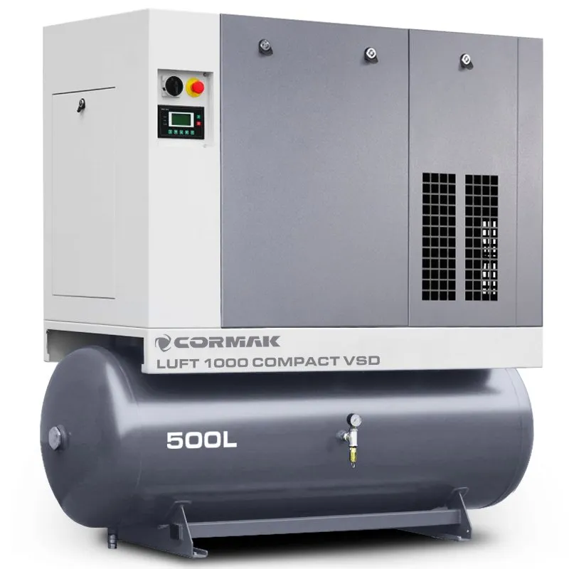Screw Compressor with Dryer, Inverter and 500L Tank CORMAK LUFT 1000 VSD COMPACT 950L/min 7.5kW