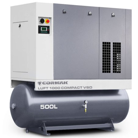 Screw Air Compressor CORMAK LUFT 1000 COMPACT VSD 7.5kW 950L/min with 500L Tank | CORMAK