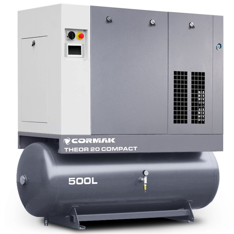 Screw Air Compressor CORMAK THEOR 20 COMPACT 15kW 2000L/min with Air Dryer and 500L Air Tank | CORMAK