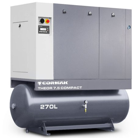 Screw Compressor with Dryer CORMAK THEOR 7,5 COMPACT - 5.5kW - 650L/min - 270L Tank
